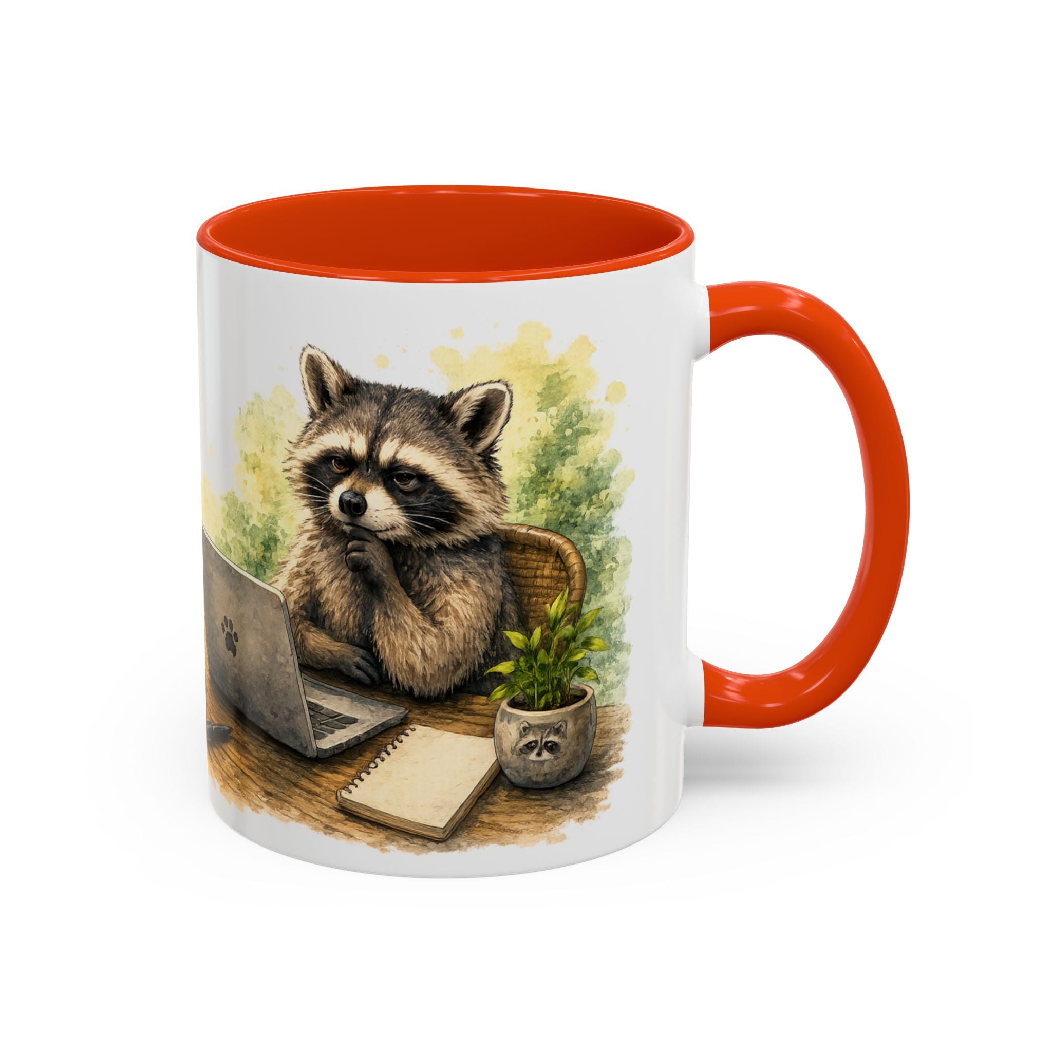 Raccoon Coffee Mug – Cute Raccoon at Laptop 11oz/15oz