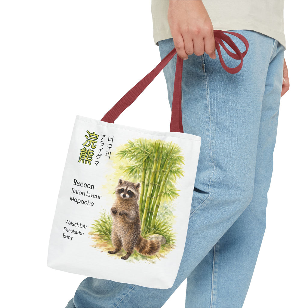 Raccoon Illustration Tote Bag — Wildlife Bamboo Art Print