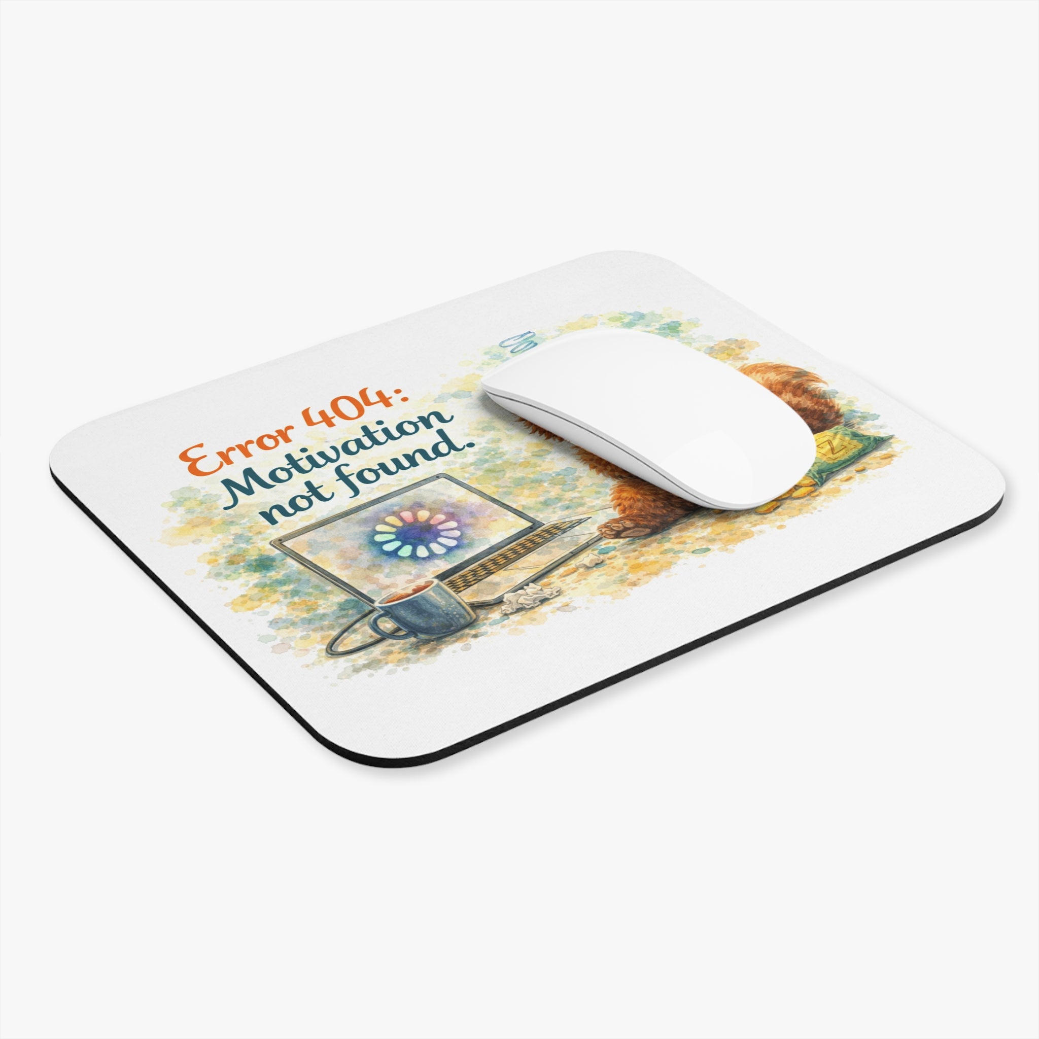 Mouse Pad — "Error 404: Motivation Not Found" Cute Red Panda Desk Mat