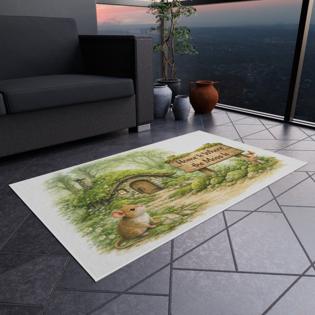 Outdoor Rug — 'Home Is Where the Moss Is' Woodland Cottage Doormat