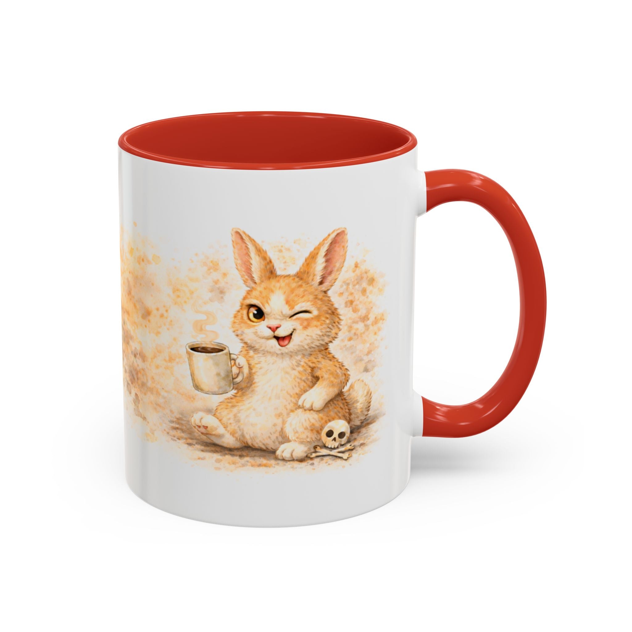 Cute Bunny Coffee Mug — Winking Bunny with Coffee (Accent 11/15oz)