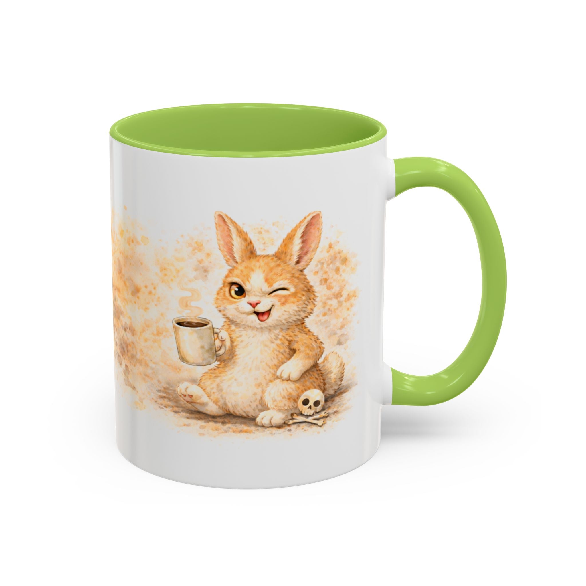 Cute Bunny Coffee Mug — Winking Bunny with Coffee (Accent 11/15oz)