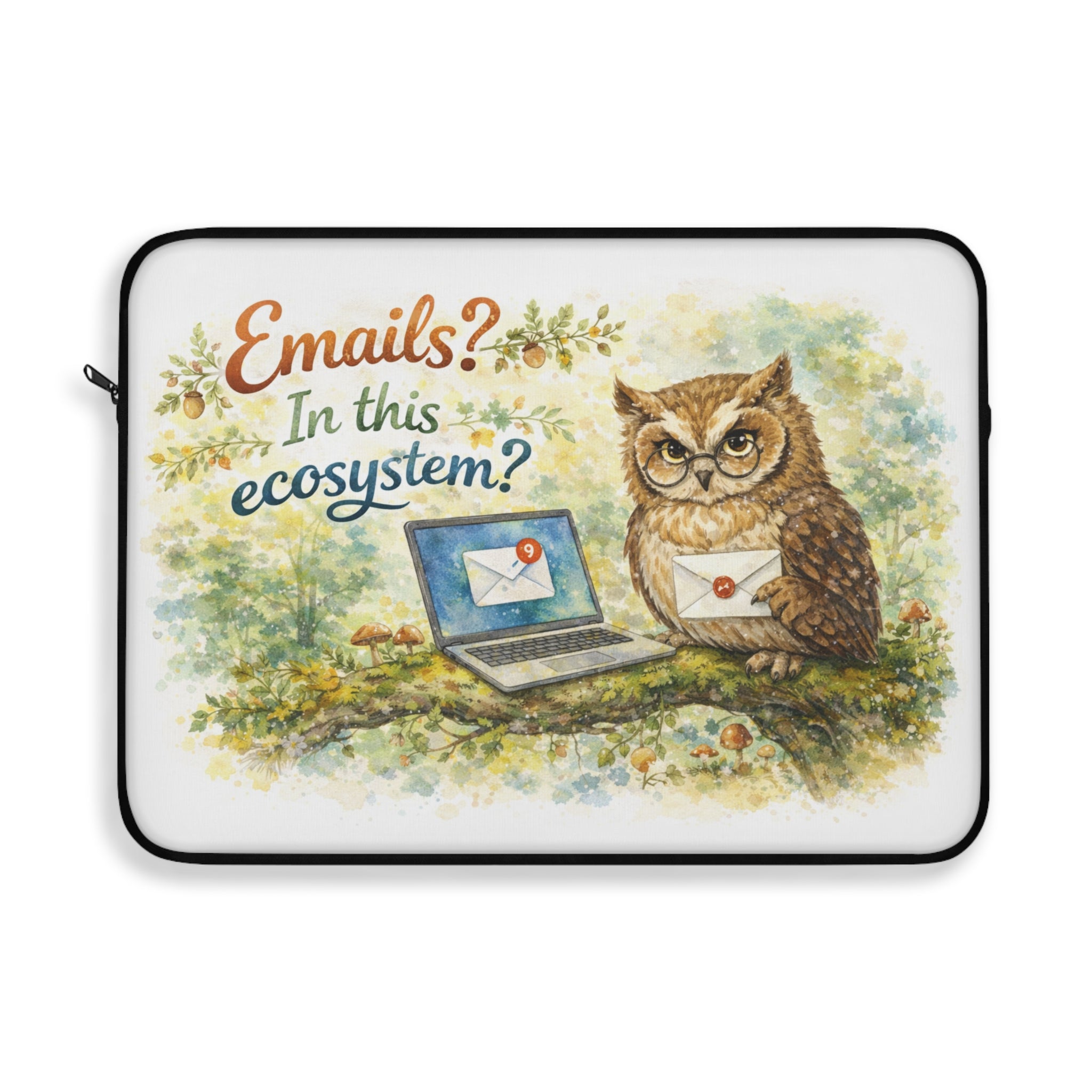 Emails? In This Ecosystem? Laptop Sleeve – Vintage Owl Mail Humor