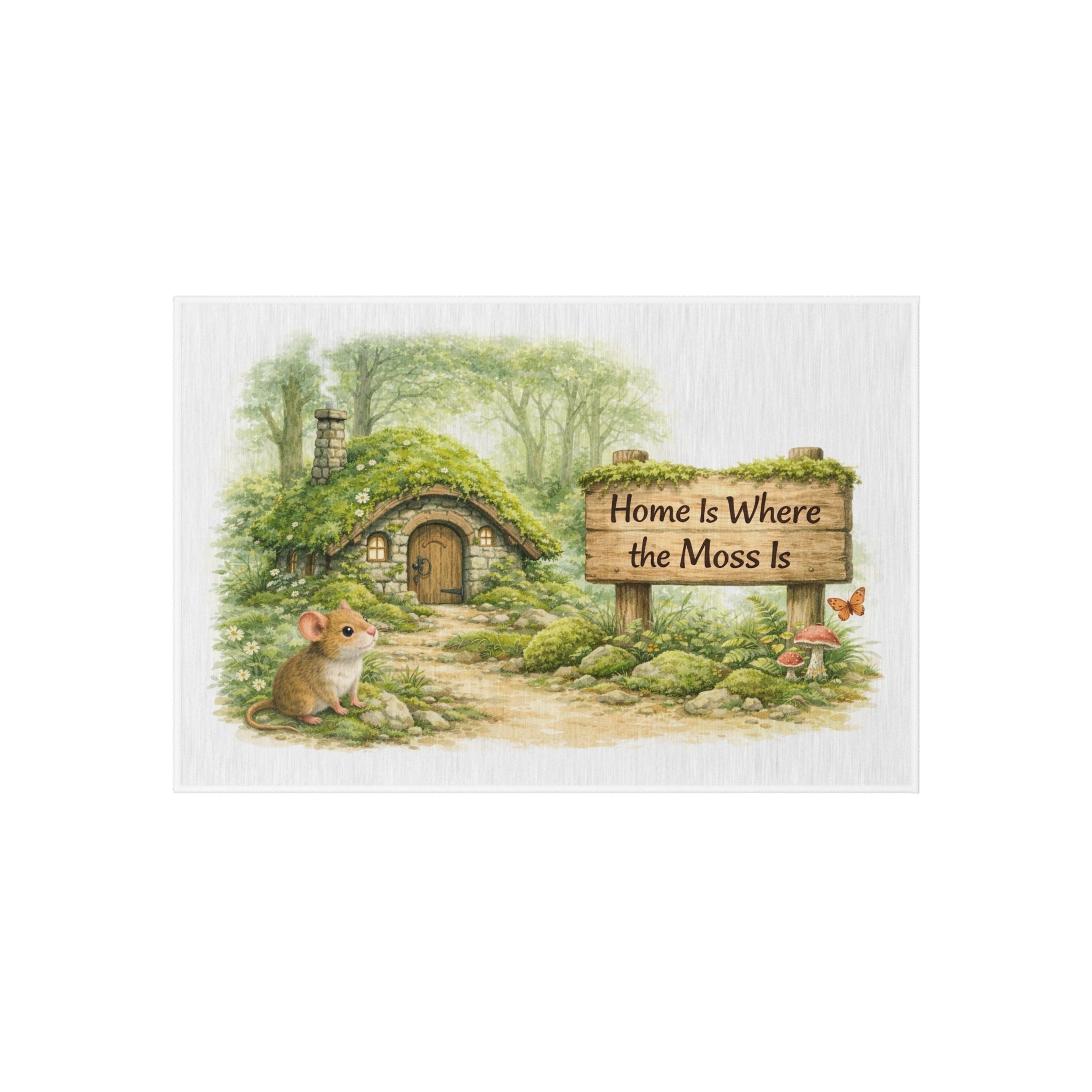 Outdoor Rug — 'Home Is Where the Moss Is' Woodland Cottage Doormat