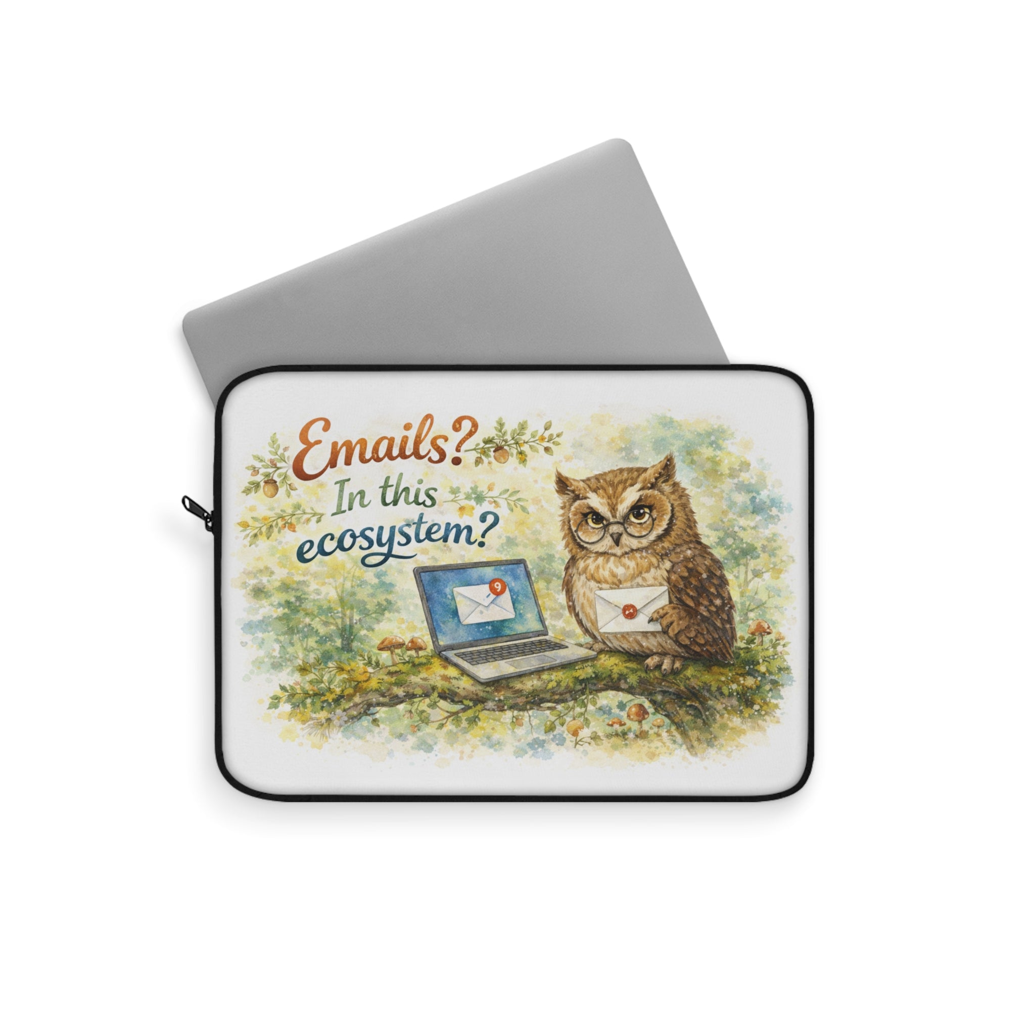 Emails? In This Ecosystem? Laptop Sleeve – Vintage Owl Mail Humor