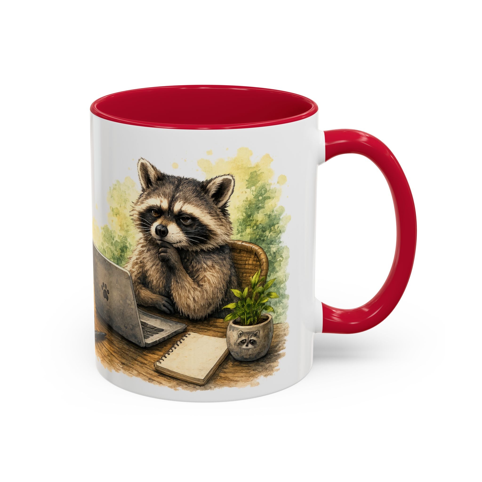 Raccoon Coffee Mug – Cute Raccoon at Laptop 11oz/15oz