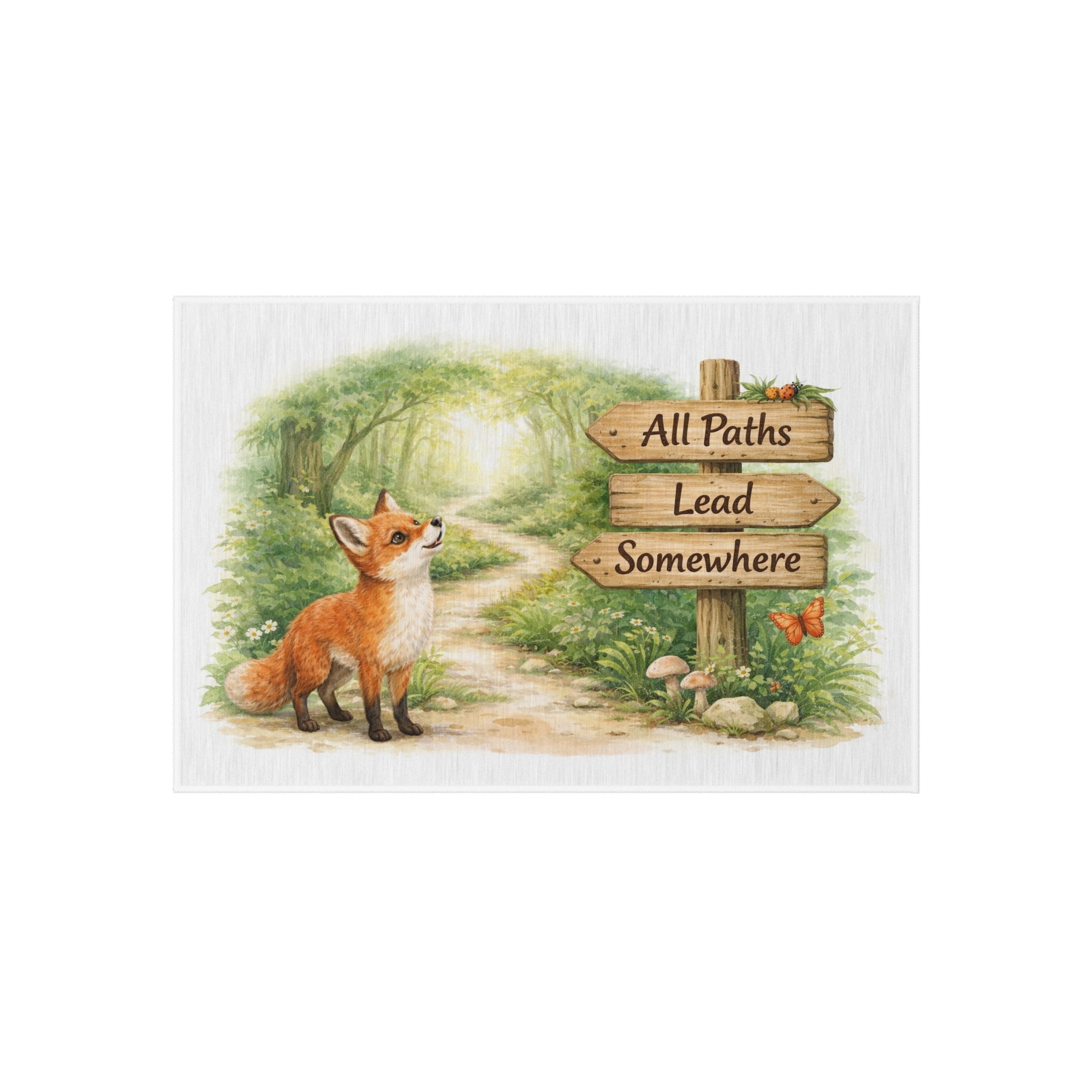 Outdoor Rug — Fox Woodland "All Paths Lead Somewhere" Scenic Doormat