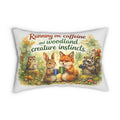 Lumbar Pillow — "Running on Caffeine and Woodland Creature Instincts" Cute Forest Animal Decor