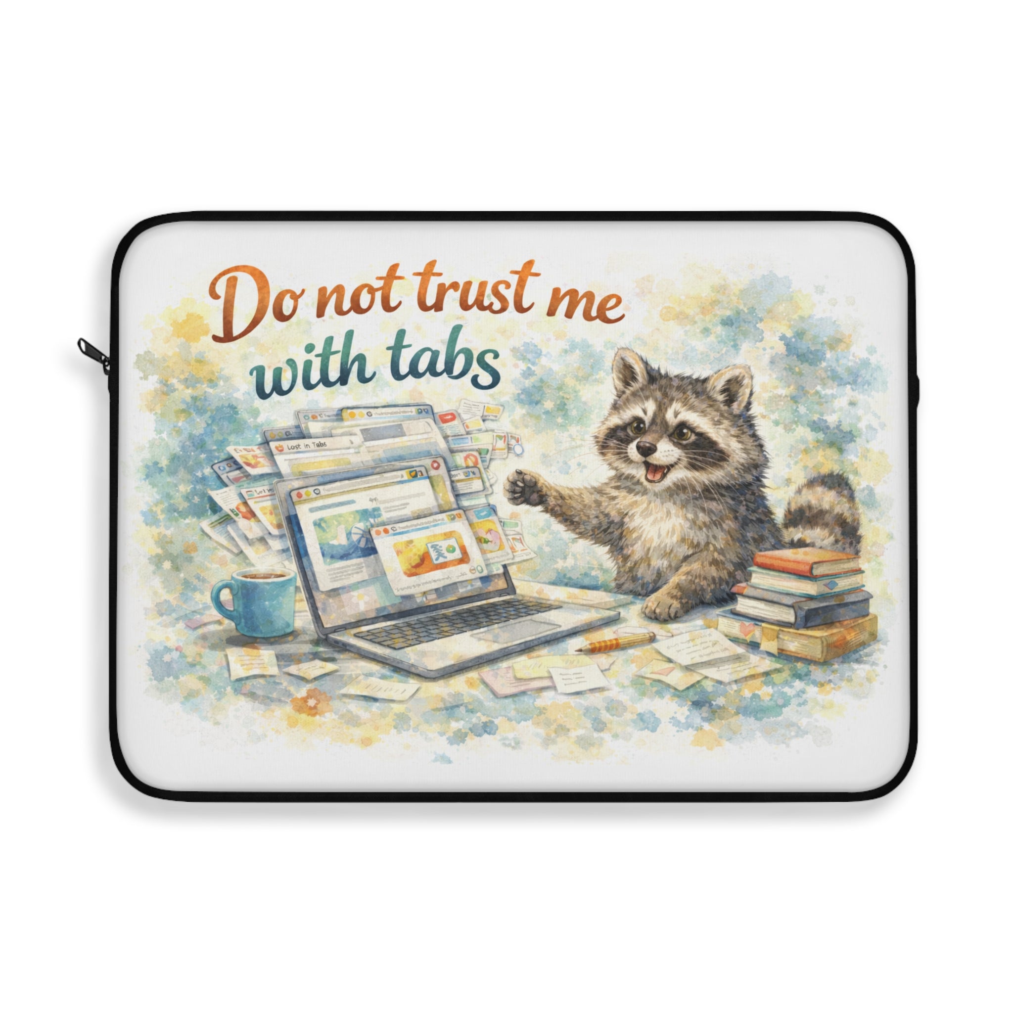 Laptop Sleeve — Cute Raccoon 'Do Not Trust Me With Tabs' Protective Case