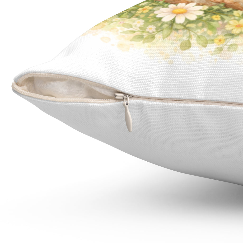 Let Yourself Be Soft Bunny Throw Pillow — Cute Floral Decorative Cushion