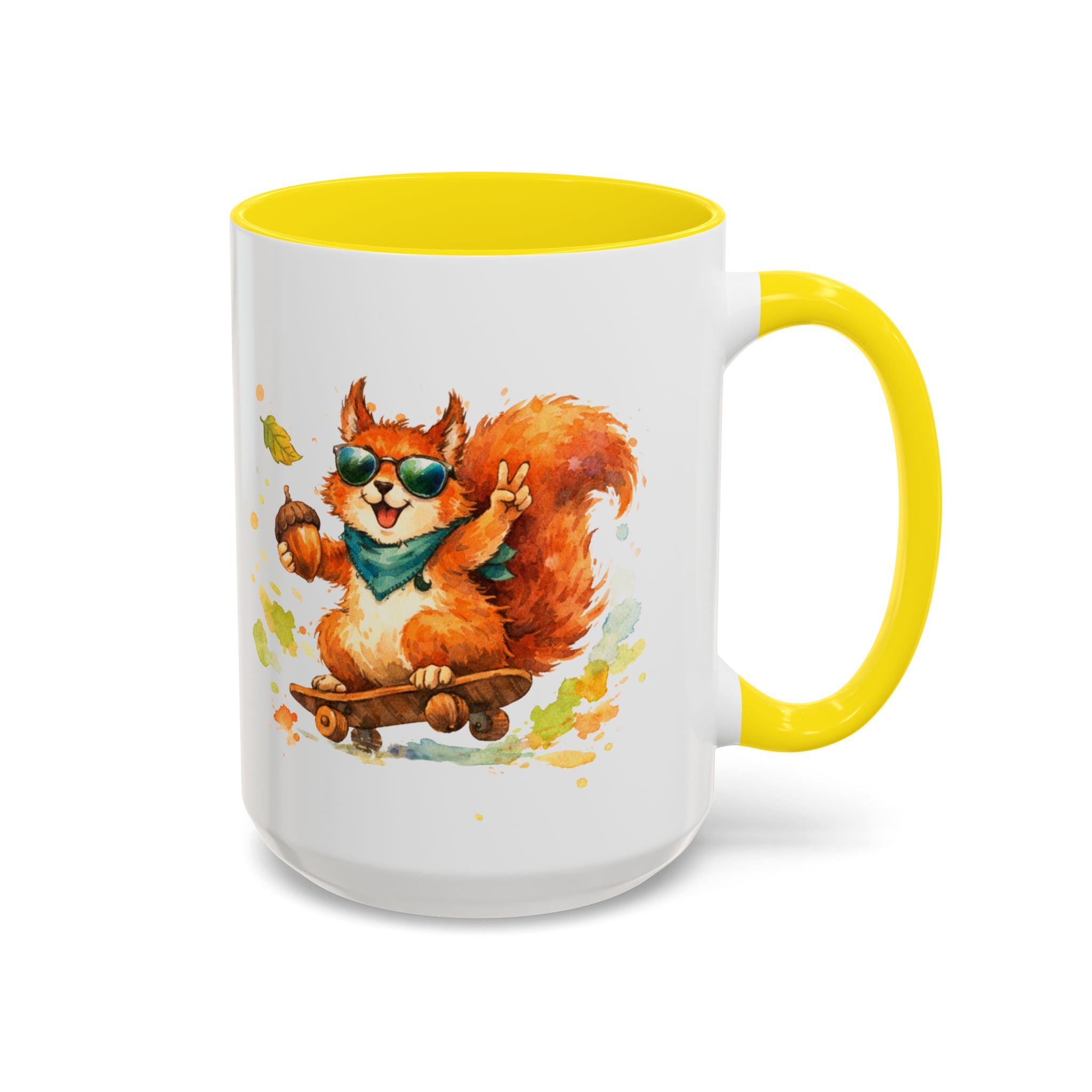Cool Skateboarding Squirrel Accent Coffee Mug – 'Autumn Vibes' 11/15oz