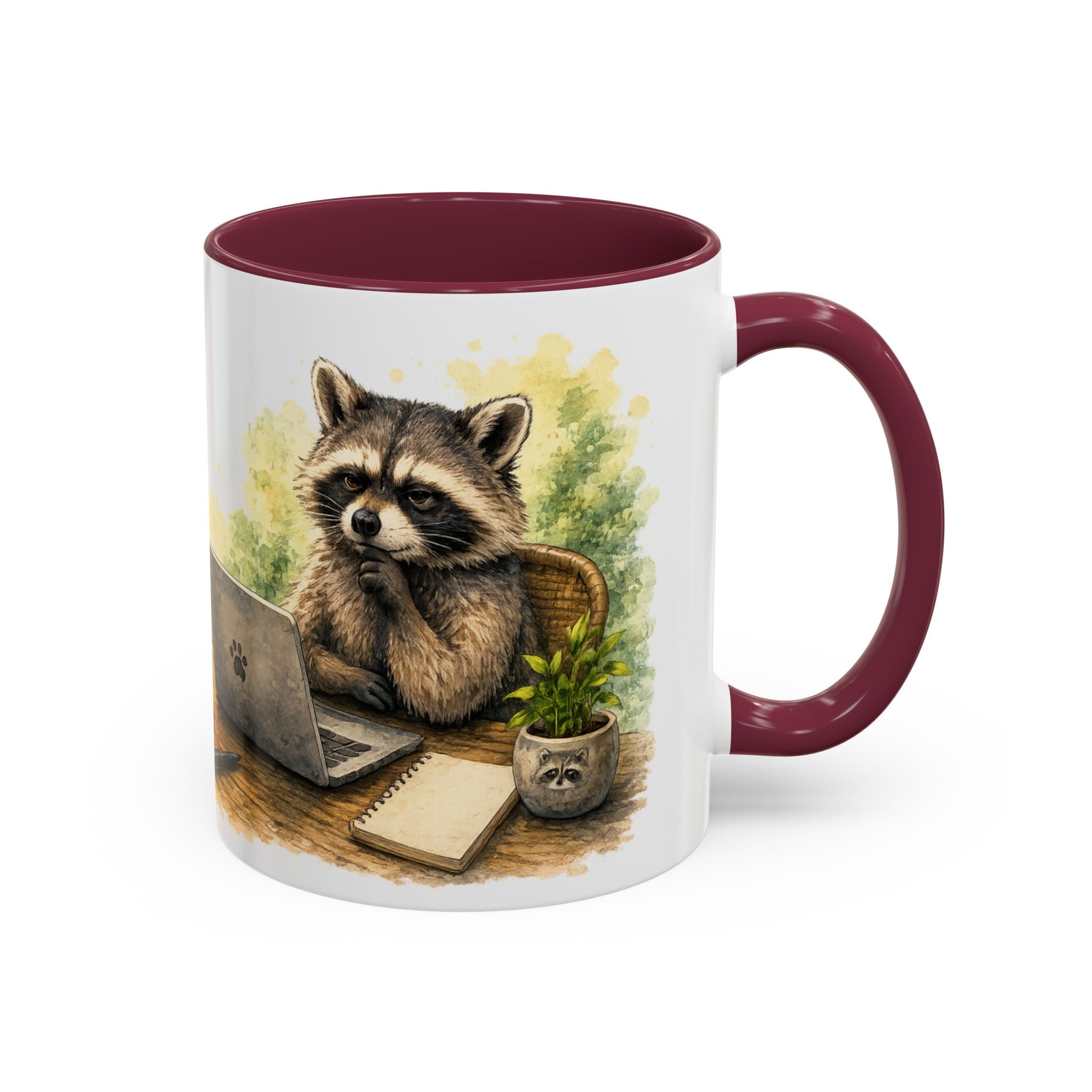 Raccoon Coffee Mug – Cute Raccoon at Laptop 11oz/15oz