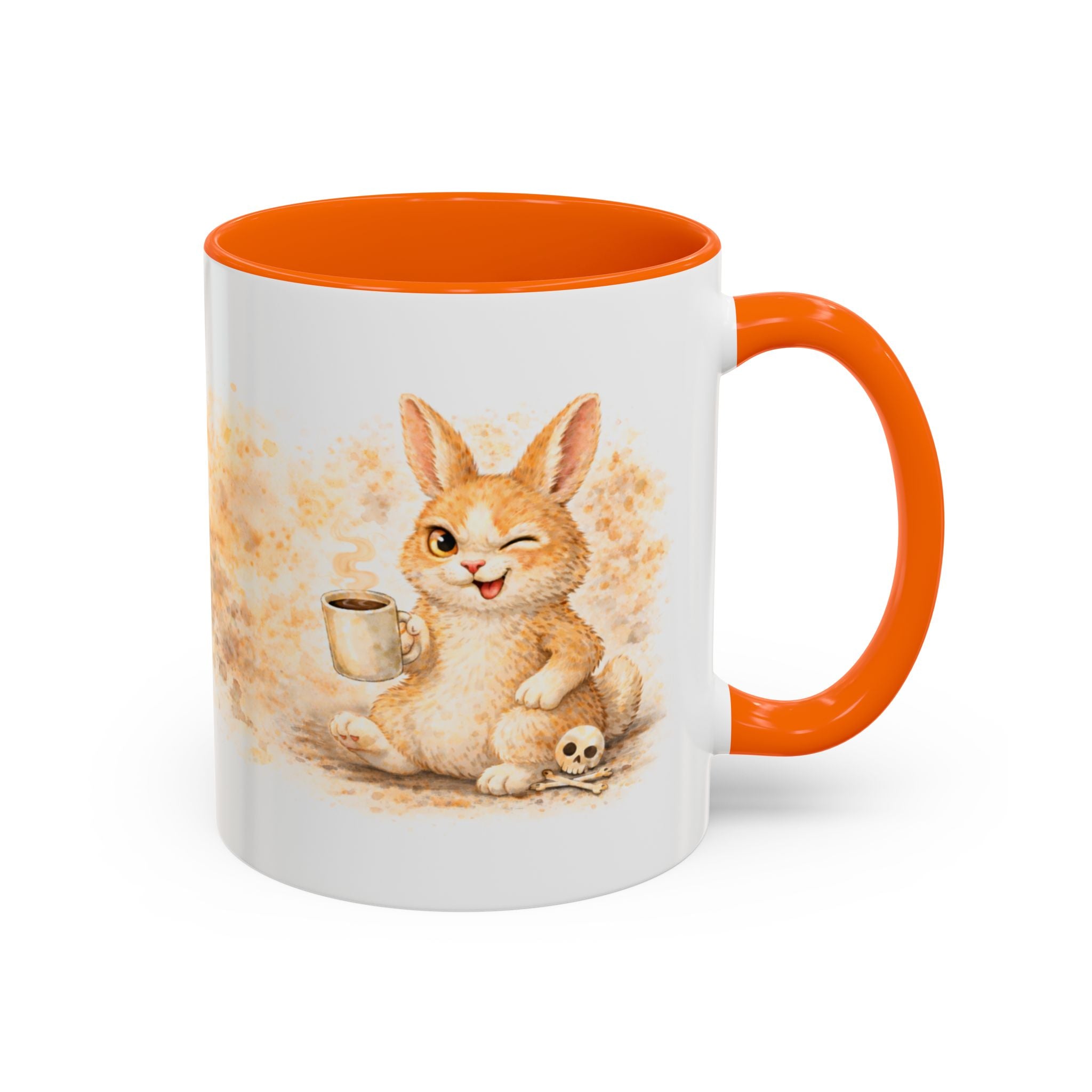 Cute Bunny Coffee Mug — Winking Bunny with Coffee (Accent 11/15oz)