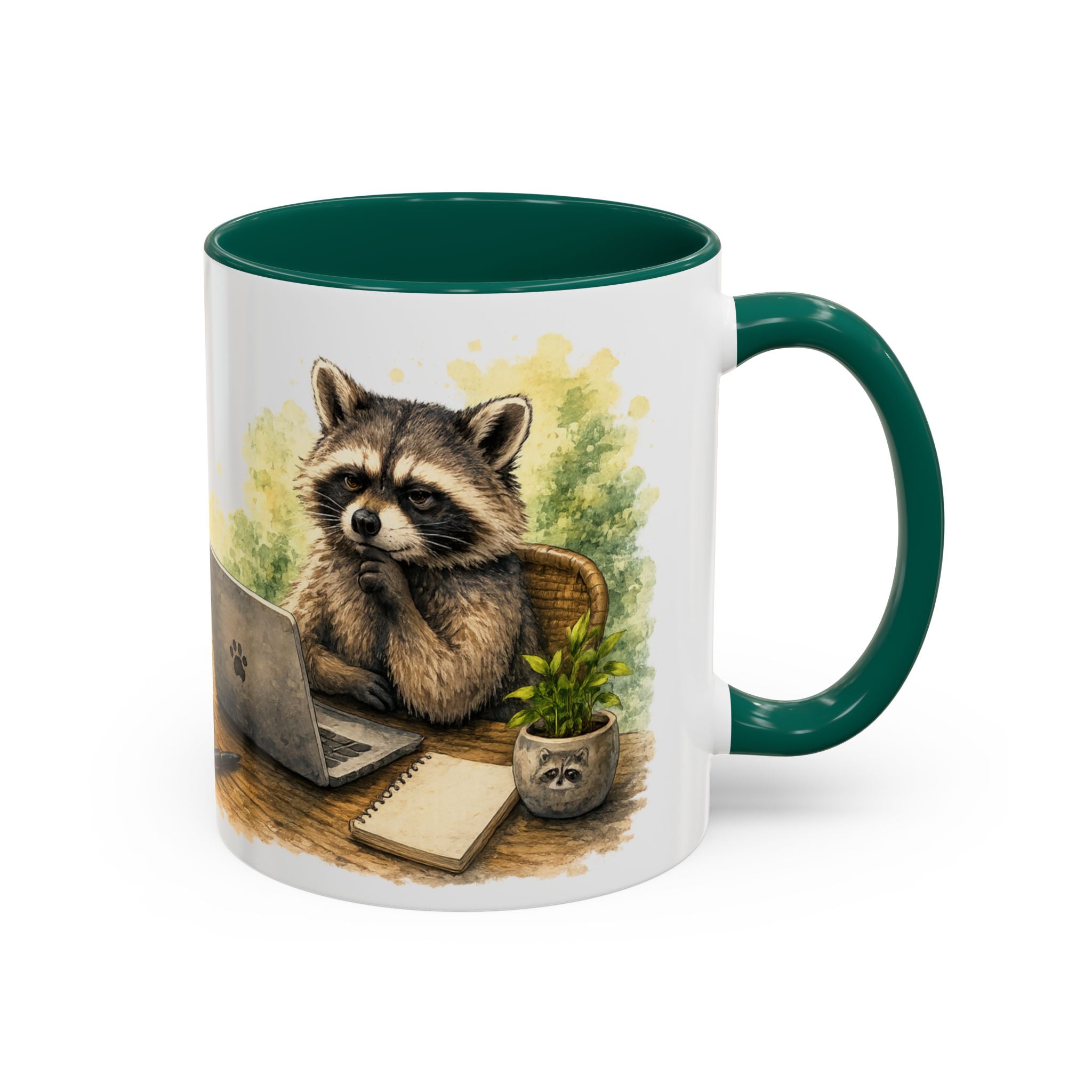 Raccoon Coffee Mug – Cute Raccoon at Laptop 11oz/15oz