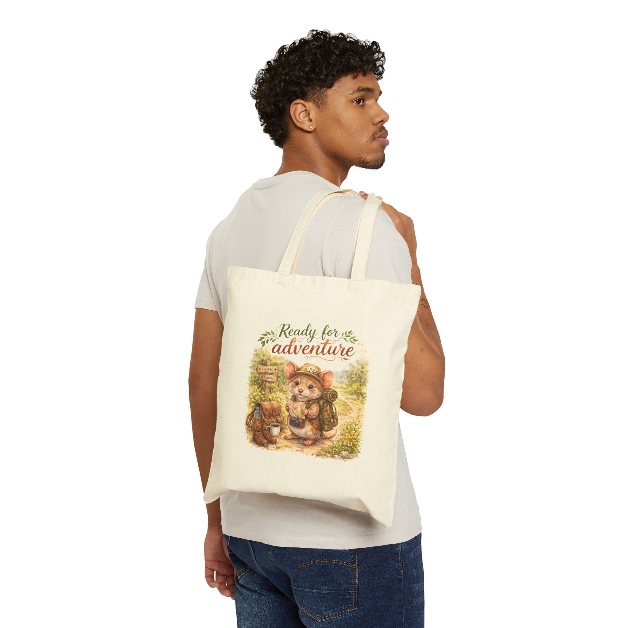 Tote Bag — "Ready for Adventure" Cute Woodland Hamster Canvas Tote