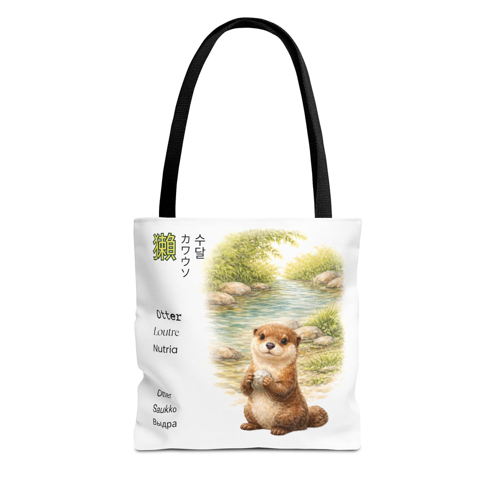 Otter Illustration Tote Bag — Cute River Otter Illustration with Multilingual Names