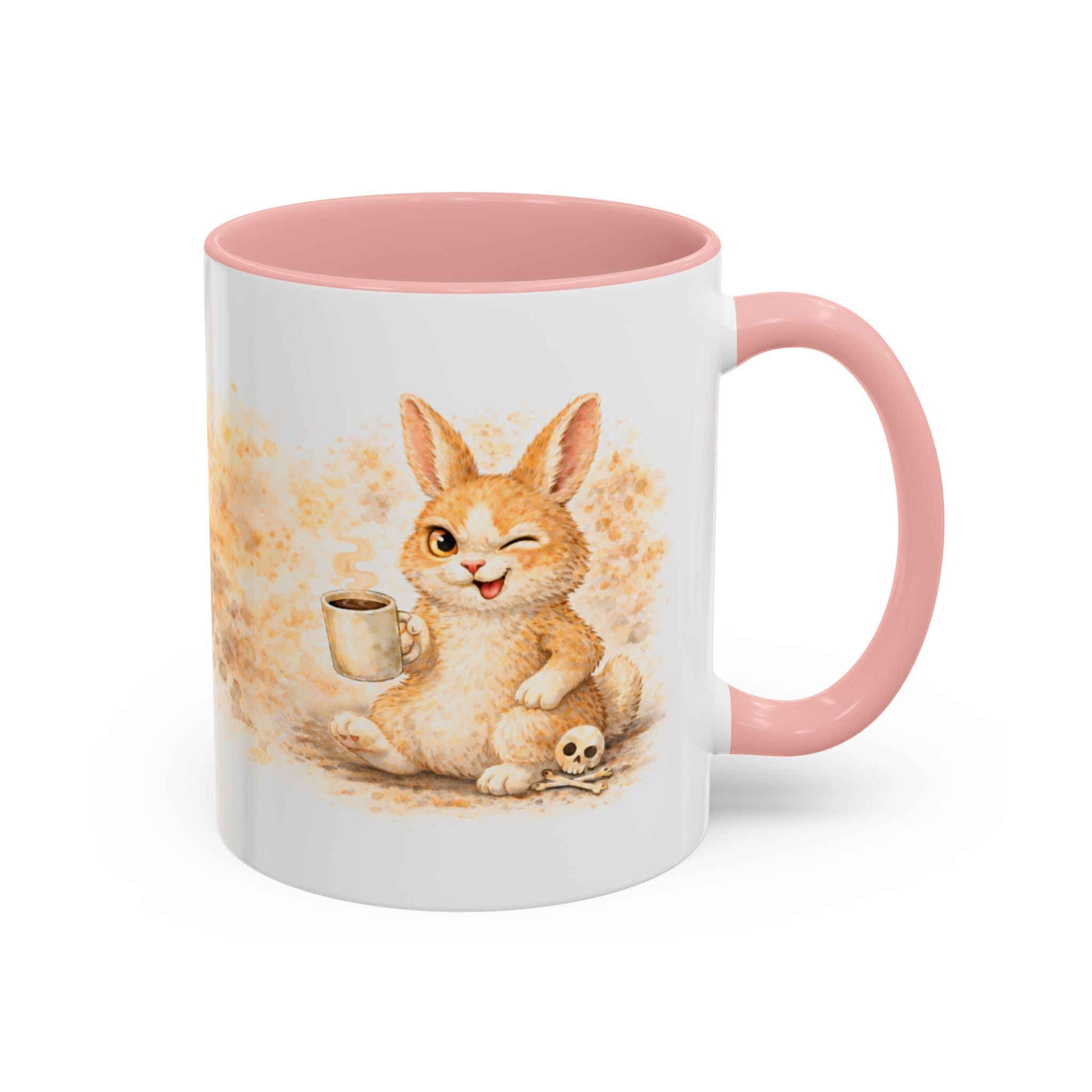 Cute Bunny Coffee Mug — Winking Bunny with Coffee (Accent 11/15oz)