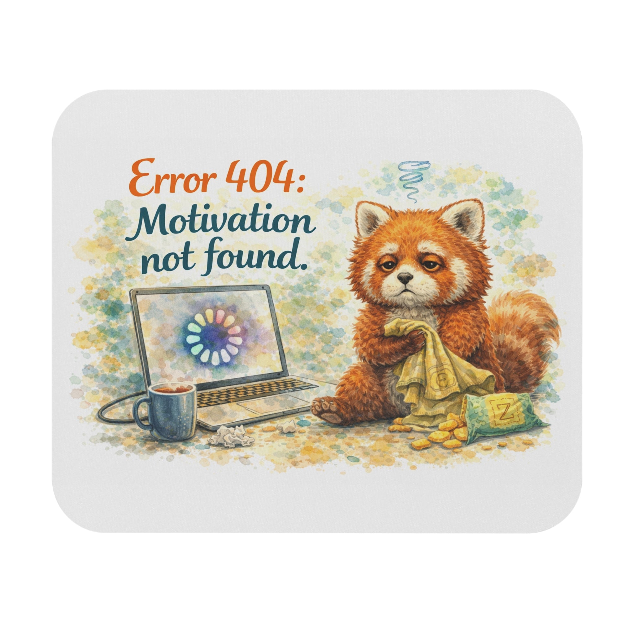 Mouse Pad — "Error 404: Motivation Not Found" Cute Red Panda Desk Mat