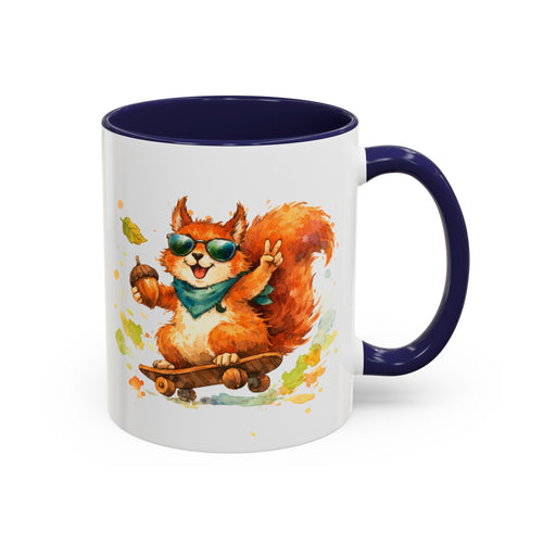 Cool Skateboarding Squirrel Accent Coffee Mug – 'Autumn Vibes' 11/15oz