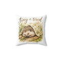 Tiny & Tired Hedgehog Throw Pillow — Cute Woodland Decorative Cushion