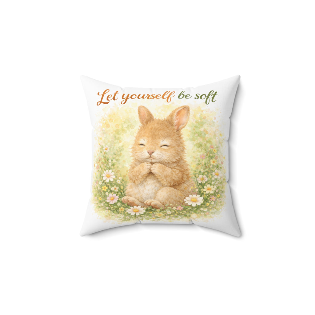 Let Yourself Be Soft Bunny Throw Pillow — Cute Floral Decorative Cushion