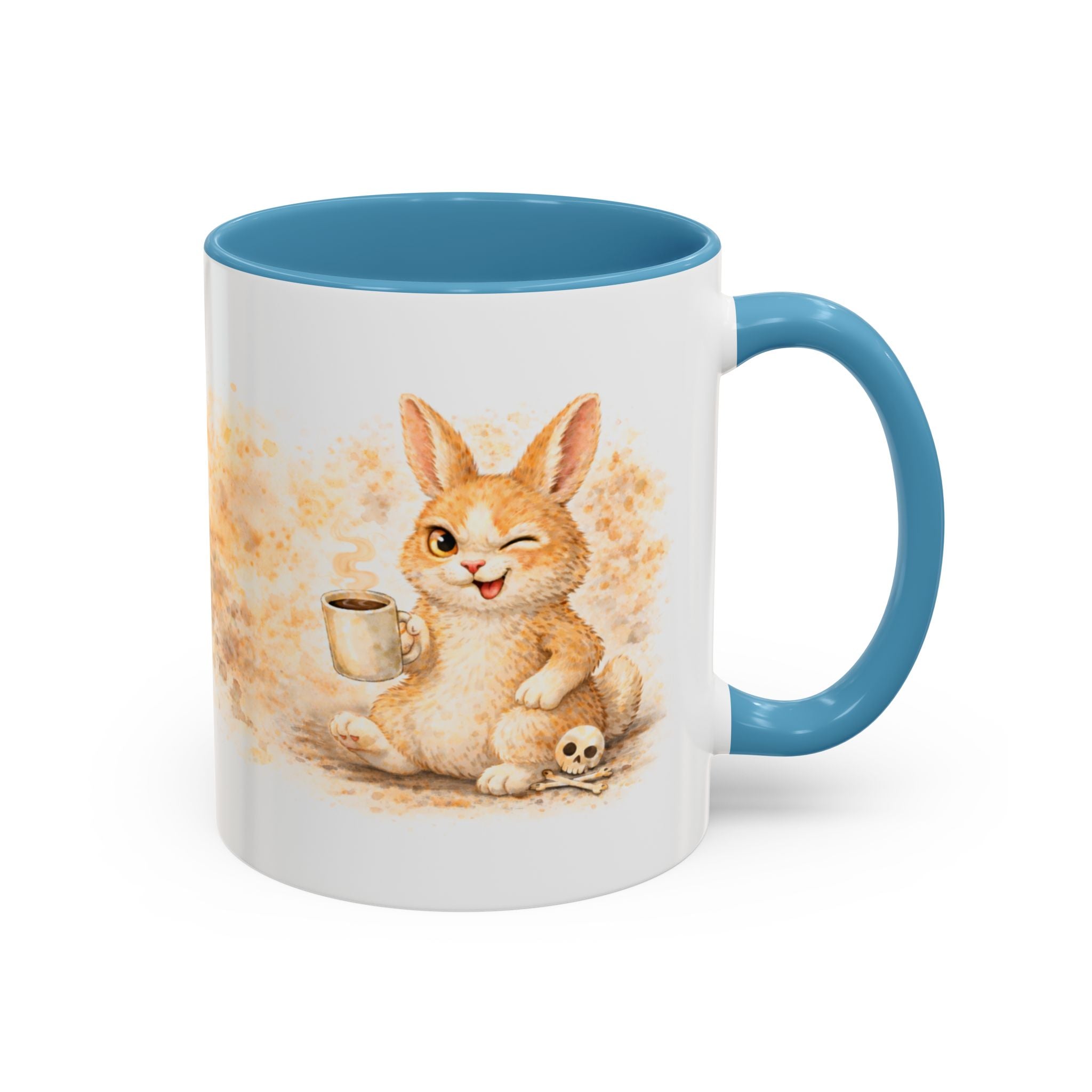 Cute Bunny Coffee Mug — Winking Bunny with Coffee (Accent 11/15oz)