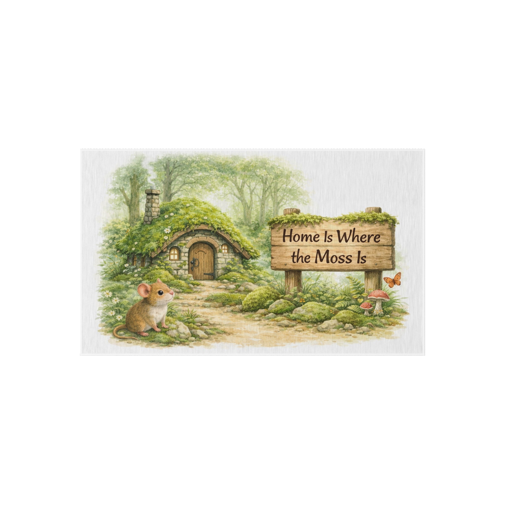 Outdoor Rug — 'Home Is Where the Moss Is' Woodland Cottage Doormat