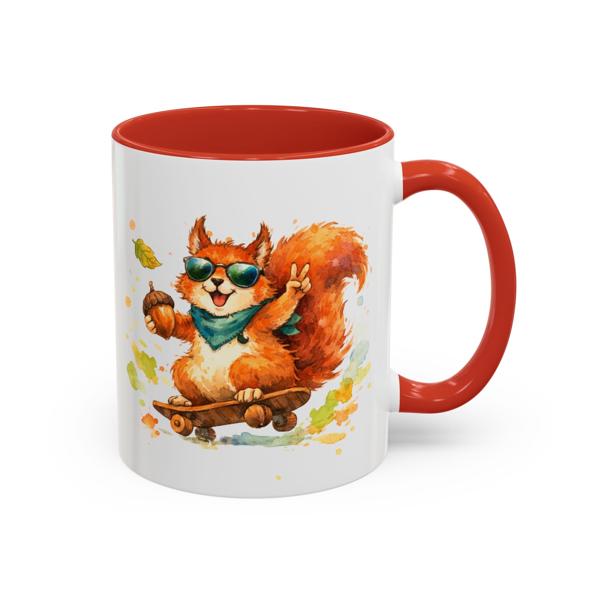 Cool Skateboarding Squirrel Accent Coffee Mug – 'Autumn Vibes' 11/15oz