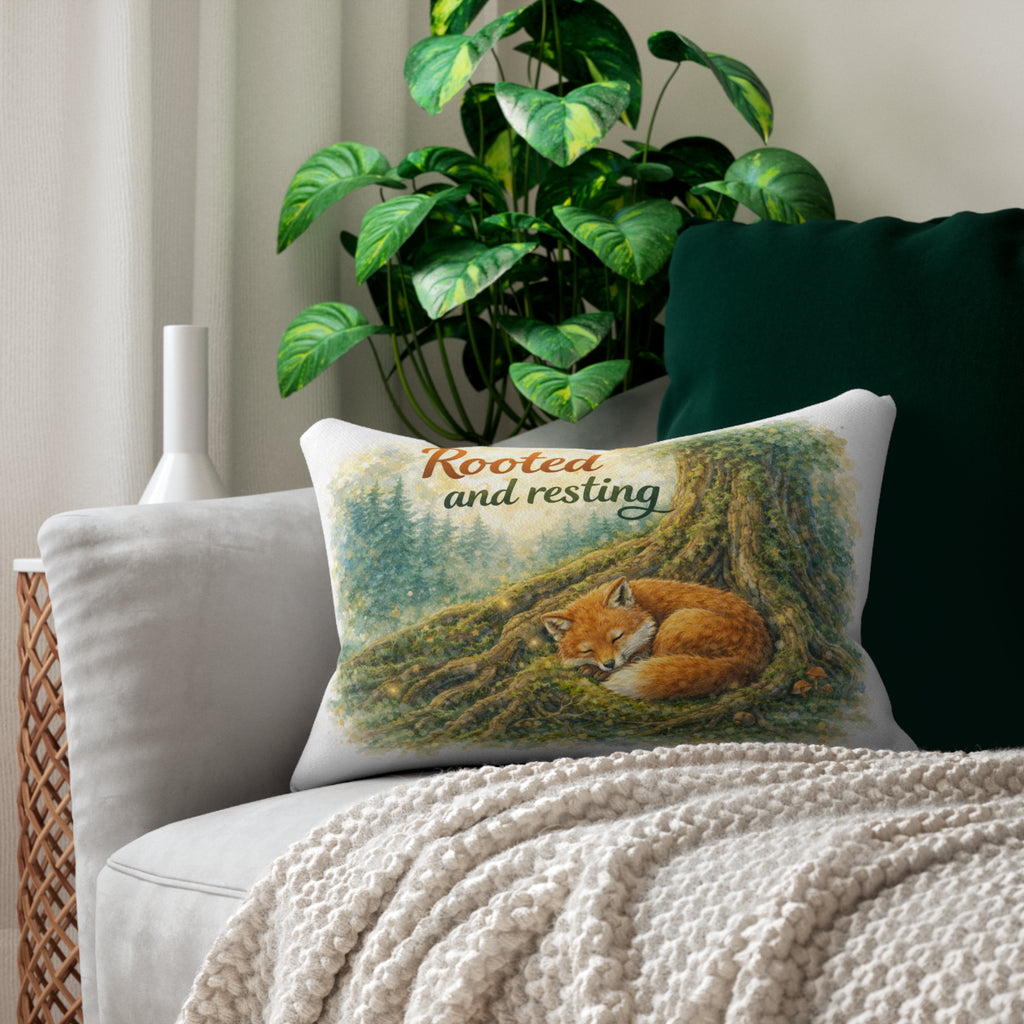 Rooted and Resting Lumbar Pillow – Fox & Tree Nature Accent Pillow