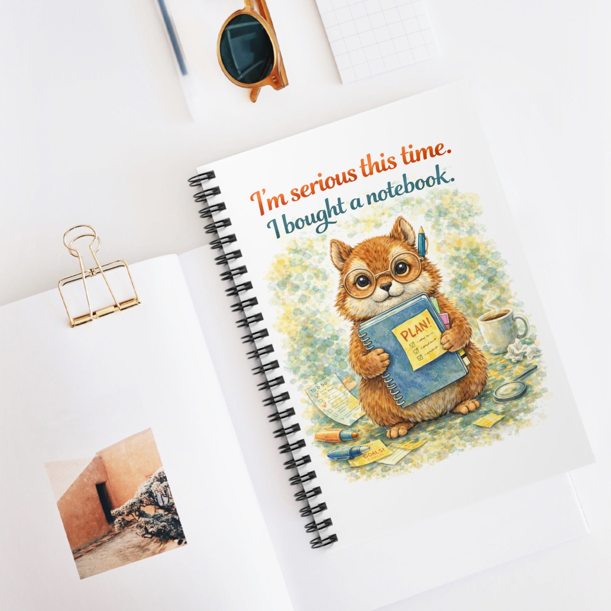 Ruled Spiral Notebook — “I’m Serious This Time, I Bought a Notebook” Cute Squirrel Plan Journal