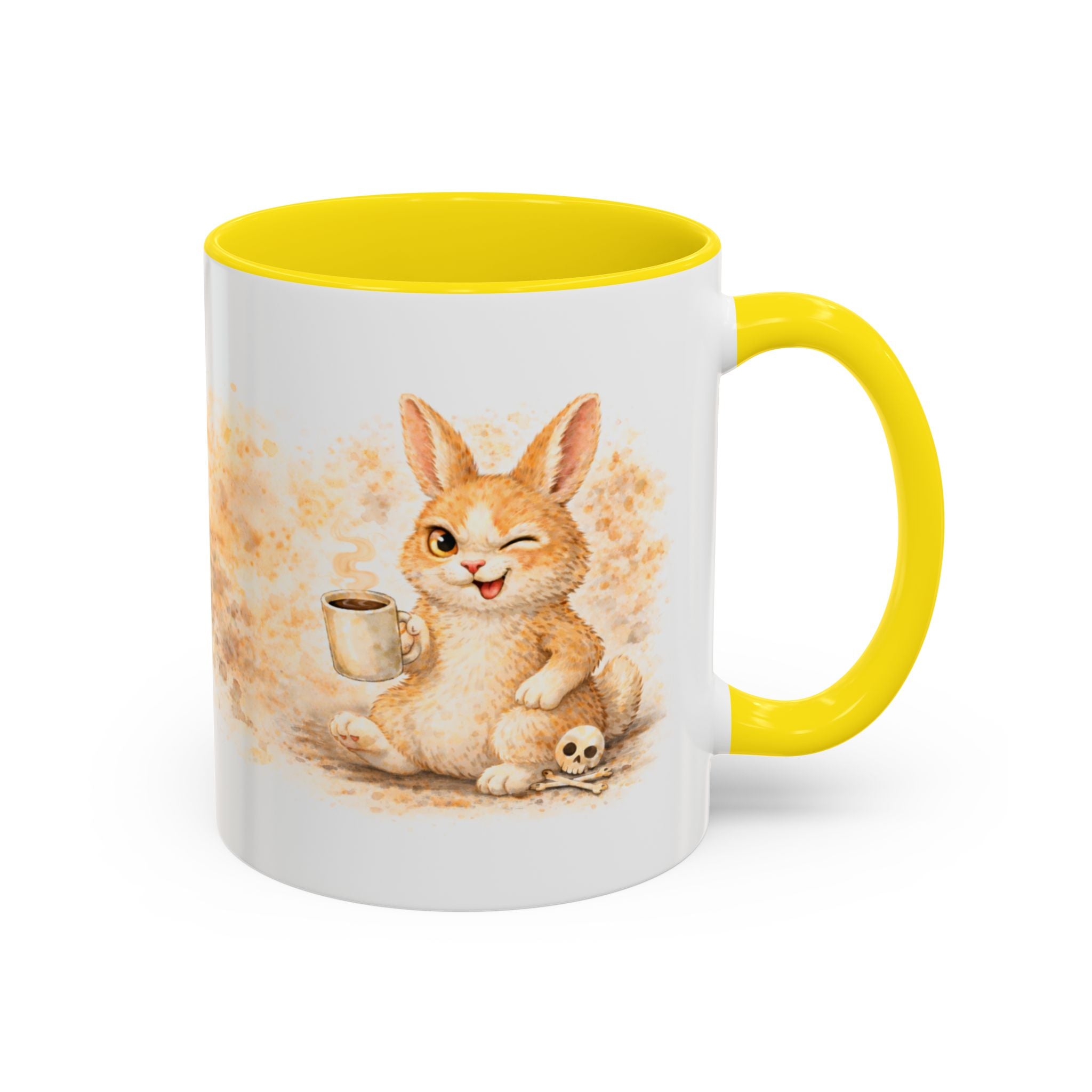 Cute Bunny Coffee Mug — Winking Bunny with Coffee (Accent 11/15oz)