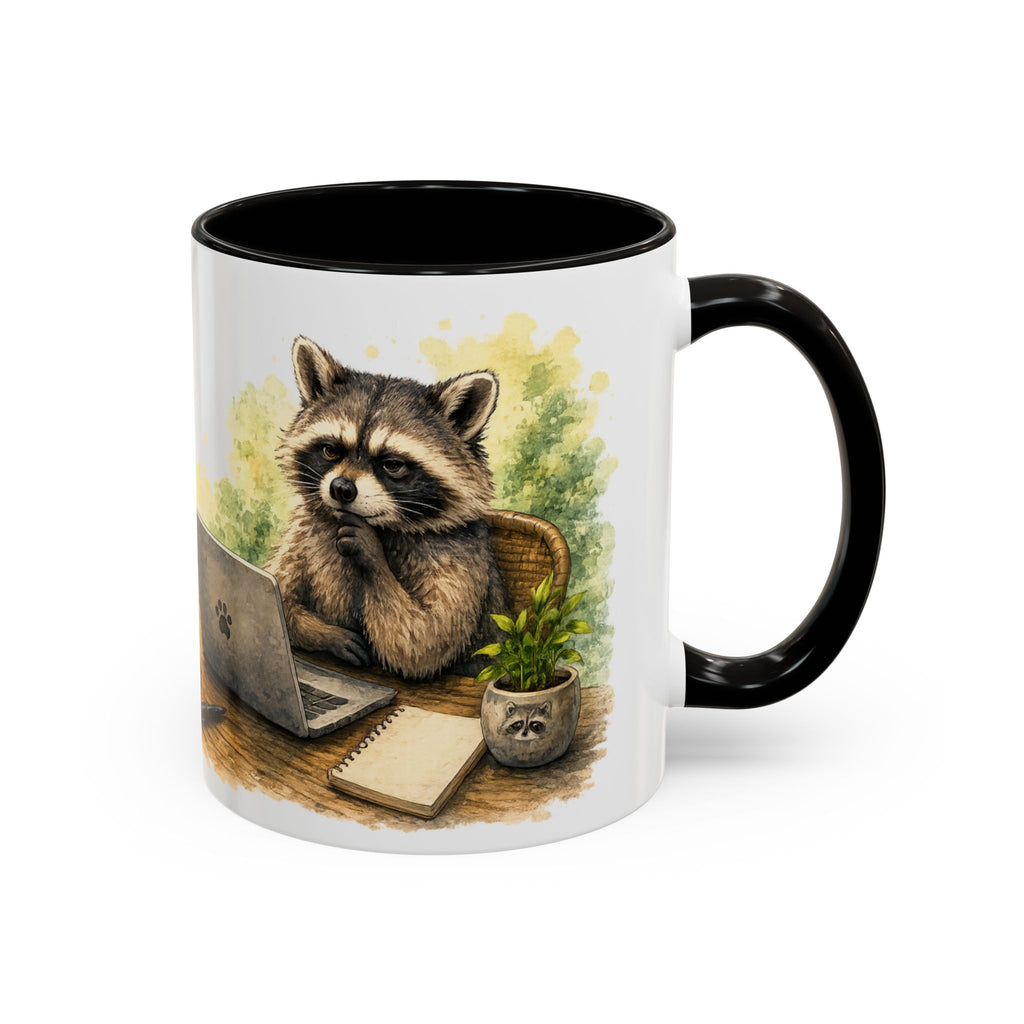 Raccoon Coffee Mug – Cute Raccoon at Laptop 11oz/15oz
