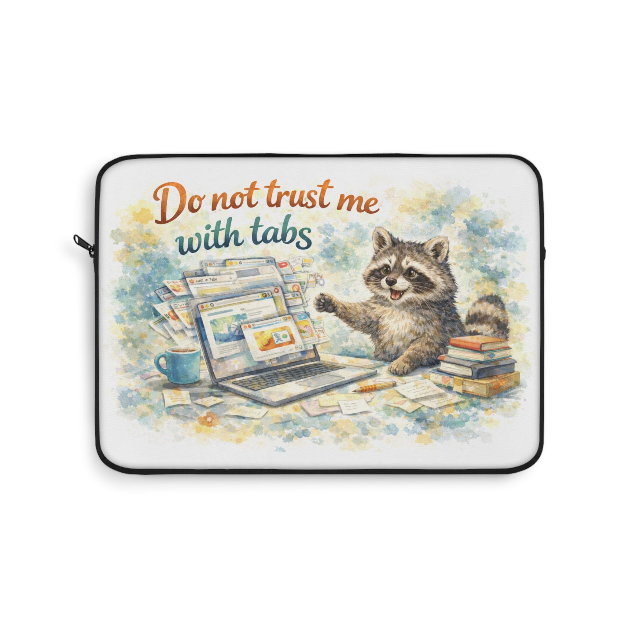 Laptop Sleeve — Cute Raccoon 'Do Not Trust Me With Tabs' Protective Case