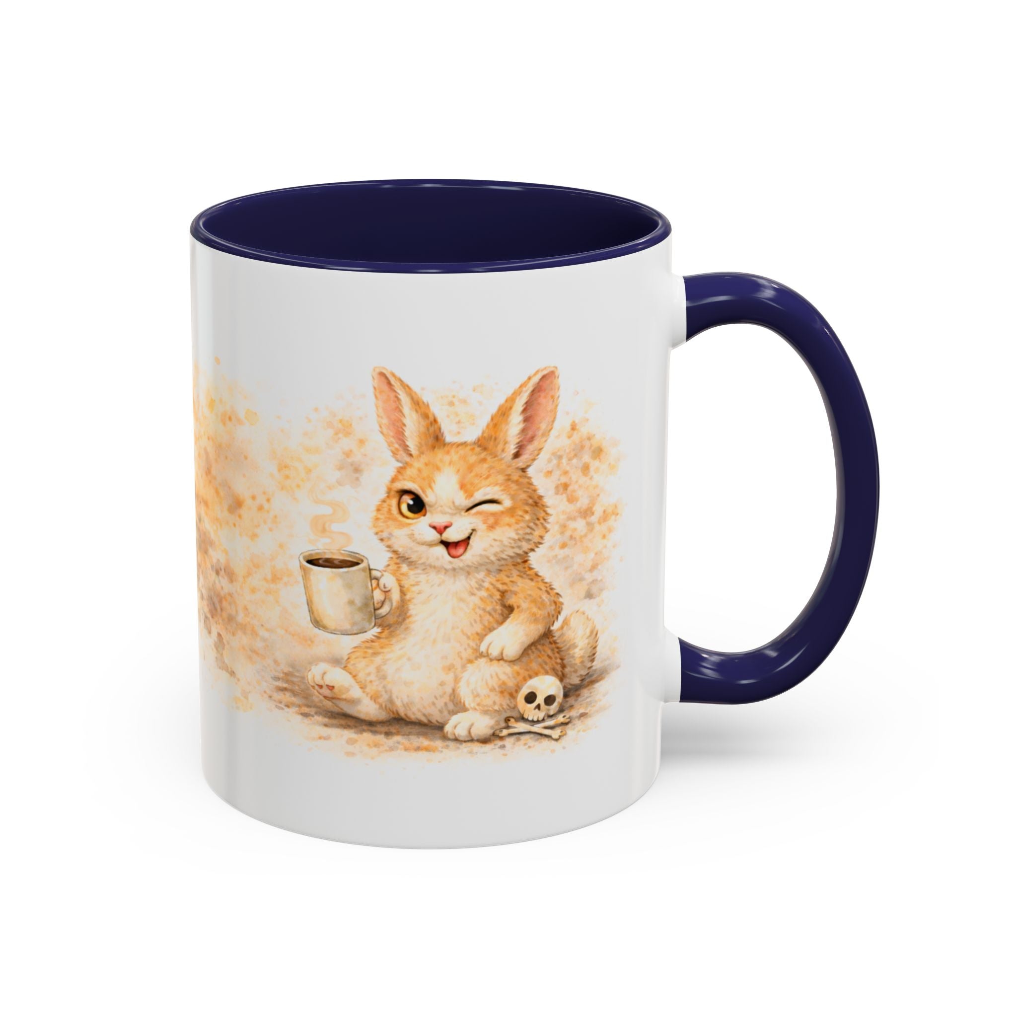 Cute Bunny Coffee Mug — Winking Bunny with Coffee (Accent 11/15oz)