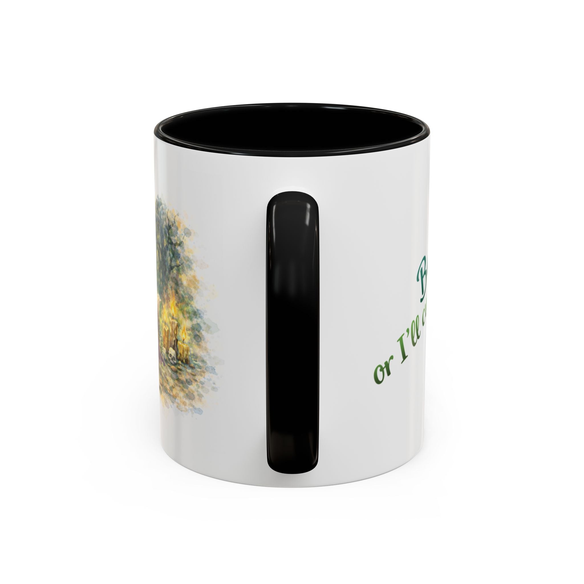Witch Cat Coffee Mug - Cute Black Cat Wizard Illustration (11/15oz)