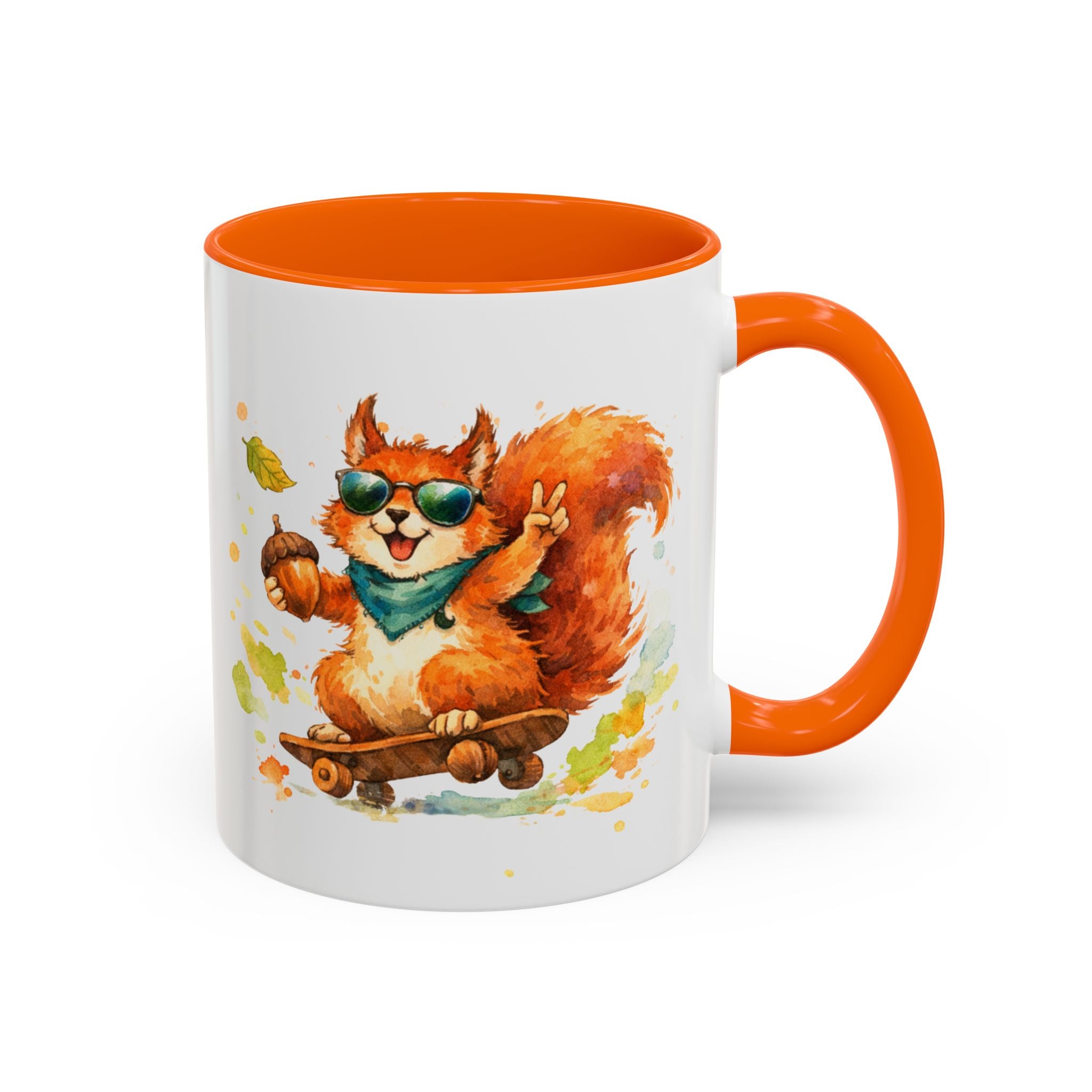 Cool Skateboarding Squirrel Accent Coffee Mug – 'Autumn Vibes' 11/15oz